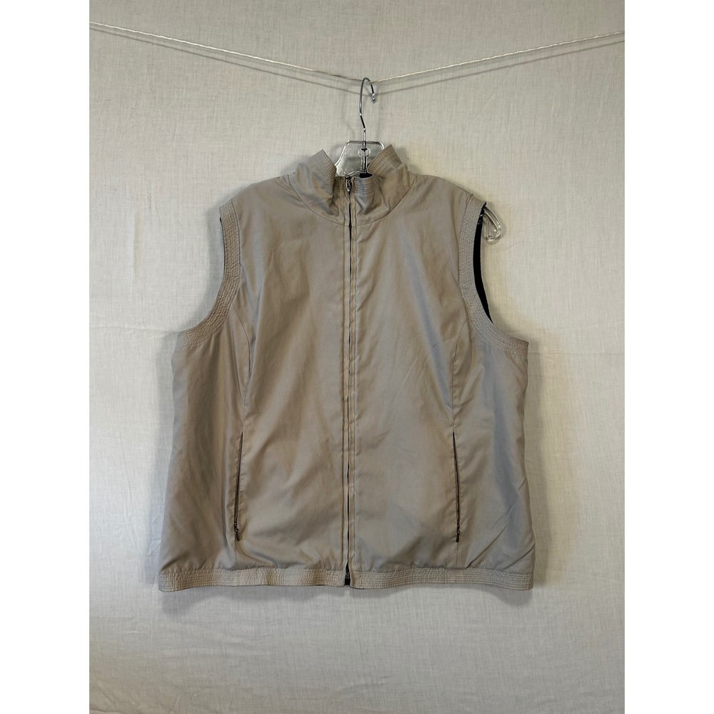 Fieldgear Reversible Puffer Vest XL Tan Black Quilted Full Zip Mock Neck 3386